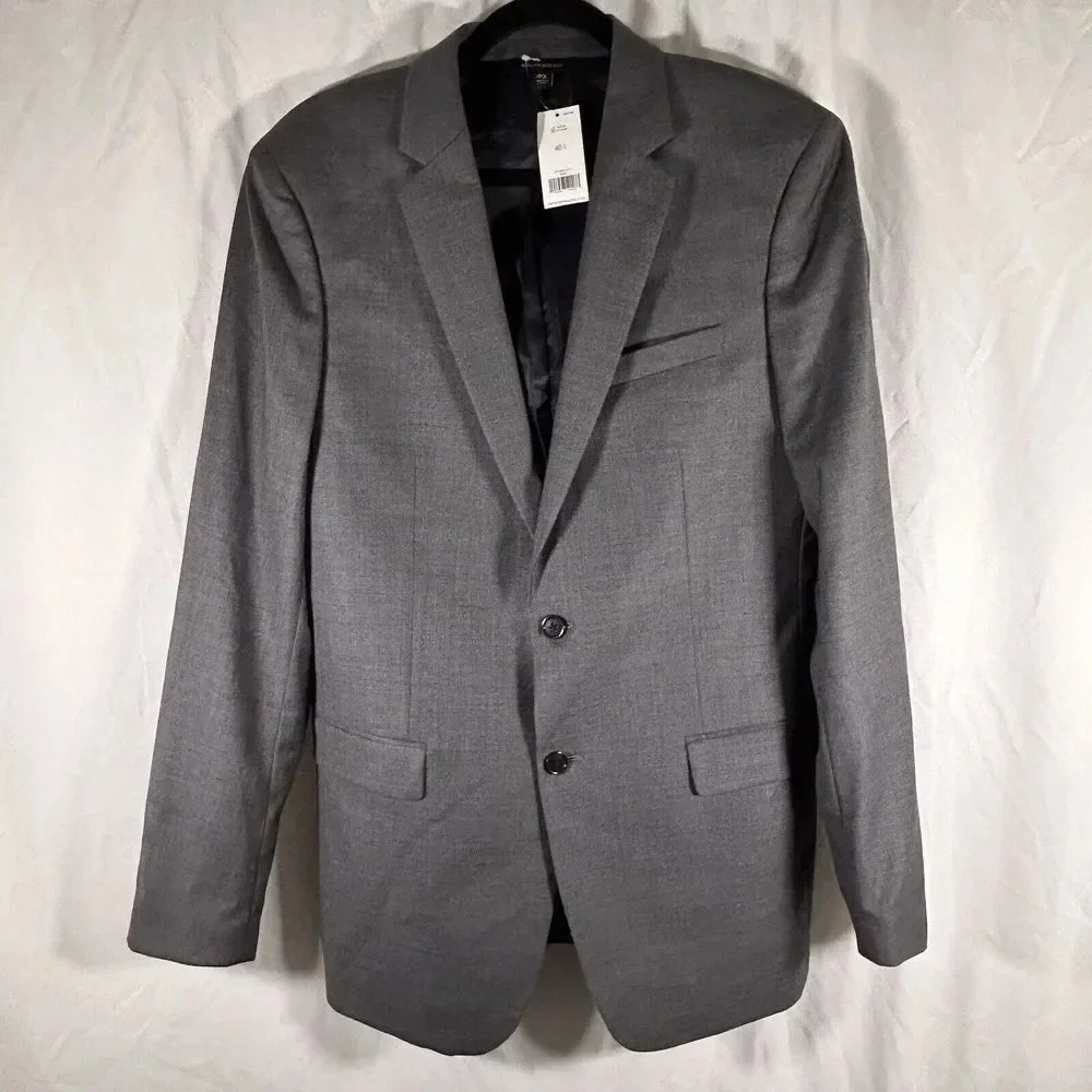 Banana Republic Blazer Men's 40L Grey 2 Button Marzotto Tessuto Wool Blend